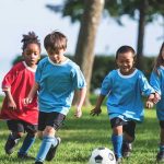 Children playing football